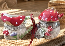 Blue Sky  Clayworks Mushroom Creamer And Sugar New!! - $613.06 MXN