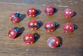 Vintage Plastic Ladybug Decorative Thumb Tacks Push Pins 10pc - £7.59 GBP