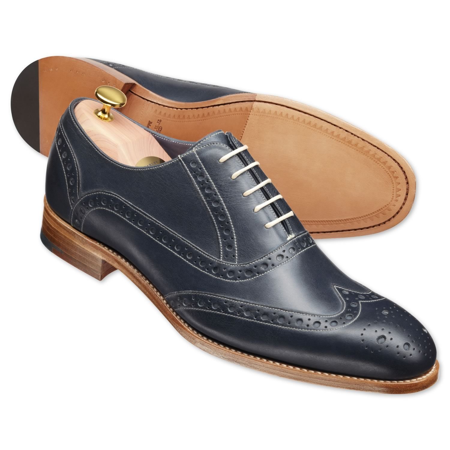 NEW Handmade Mens formal Brogue wing tip black goodyear welted sole leather shoe
