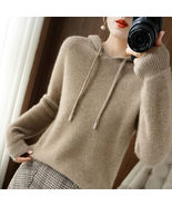 New Autumn Winter Women Sweater Cashmere Pullover Hooded Collar Casual K... - €18,08 EUR