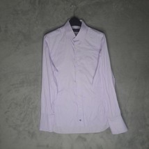 David Donahue Mens Button-Up Shirt 16 34/35 Light Purple Long Sleeve - £29.76 GBP