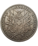 1867 Swiss Federal Shooting Festival 5 francos - Canton Schwyz Heráldica... - $13.22