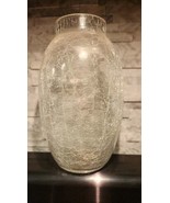 Vintage Crackle Glass Vase 8&quot; x 2 1/2&quot; Tealight or Votive Holder - $24.65