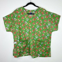 Glorified Scrubs Christmas Holiday Bears Scrub Top Shirt Size Large L Ma... - £5.45 GBP