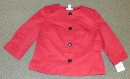 Womens Blazer Covington Red 3/4 Sleeve Button Front Lined Jacket-size L - $27.72