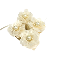 CAPIZ Shell Flower Napkin Ring Set of 4 Faux Pearl Center Mother of Pear... - £19.90 GBP