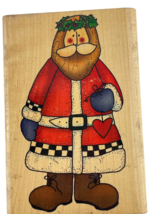 Inkadinkado Wooden Rubber Stamp Christmas Old World Santa Heart Alma Lynne  5247 - $9.74