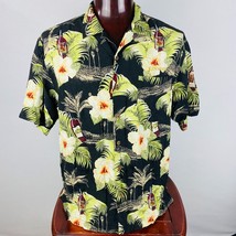 Kenwood Silk Hawaiian Camp Shirt Floral Flowers Wine Theme Mens Large L - $21.41