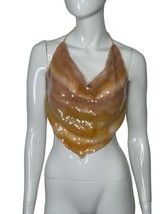 ASOS Design Sequin Top Scarf Hem Cami Women&#39;s Size 4 Cowl Neck Tan Brown - £19.53 GBP
