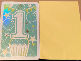 1 Year Baby Birthday Card Cupcake w/Yellow Envelope *NEW* qq1 - £5.52 GBP