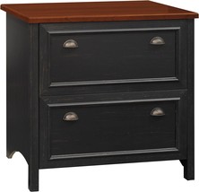Bush Furniture Fairview 2 Drawer Lateral File Cabinet in Antique Black and - £279.19 GBP