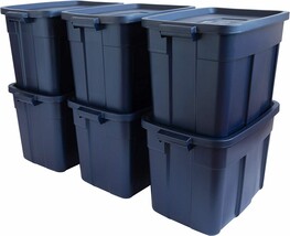 Rubbermaid Roughneck️ 18 Gallon Storage Totes, Pack of 6, Durable Stackable - £140.67 GBP