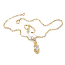 PalmBeach Jewelry Genuine Diamond Accent Gold-Plated Silver Flip Flop 2-Pc. Set - $54.44