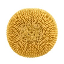 Bordeaux Yellow Knitted Cotton Round Pouf, Ottoman, Floor Cushion - $1,425.05 MXN