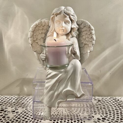 Primary image for Shelf Sitter Angel Candle Holder Wall Hanging Cherub NEW