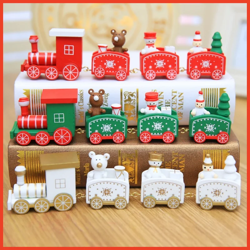 Christmas Wooden Train Ornament Merry Christmas Decoration For Home 2023 Xmas - £15.86 GBP