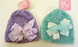 Almar Sales Co. Expressions Infant Hat W/Bow Set Of 2 Purple Green New W... - $12.86