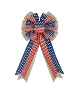 YanJie 4th of July American Flag Burlap Wreath Bow Patriotic Decor Stripes - €10,88 EUR