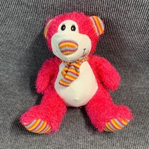 Nanco 19” Plush Bear Pink White Smiling Striped Scarf Feet Stuffed Animal Toy - $13.91