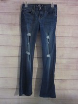 Hollister Boot Cut Low Rise Distressed Denim Blue Jeans Size 26 X 30 - $18.99