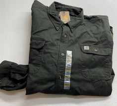 Carhartt Oakman Work Shirt Mens 4XL Moss Green Button Down Long Sleeves New - $45.42