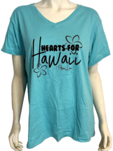 Live &amp; Tell Women&#39;s Hearts-For-Hawaii Piper Lou Tee Shirt Turquoise XL - £12.66 GBP