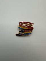 Vintage Enamel SKI Skiing Rainbow Lapel Pin 2.1cm BB9 - £9.66 GBP