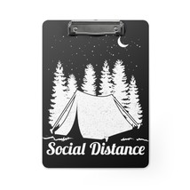 Personalized 9&quot; x 12.5&quot; Clipboard | Social Distance | Tent in Woods Illu... - £38.08 GBP