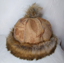 Parkhurst Faux Fur Hat/ Leather Top/Small-Small Med. Very Unique! Fast S... - $28.85