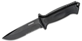 Gerber Prodigy Combat Knife Fixed 4.75&quot; Black Combo Blade, MOLLE Sheath - £100.67 GBP