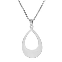 Elegant Touch .925 Sterling Silver Teardrop with Cut-Out Pendant Necklace - £12.69 GBP