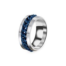 Mosaic Handmade Gift Jewelry Accessories Zircon Titanium Steel Ring Spinner Chai - $8.36