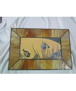 Irises and Bird Framed Stained Glass Candlelight Enterprises Wall Hanging - £7.58 GBP