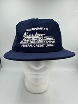 Vtg Train Hat Gallup NM Snapback Trucker Blue Santa Fe Mesh FCU Credit U... - $12.59