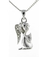 Lovely Grandma Praying Angel Pendant Necklace with Crystal Wings with Sp... - £12.04 GBP