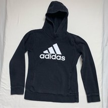 Adidas Black Logo Hoodie Sweatshirt Boy’s Medium 10-12 Pullover Winter - $19.80