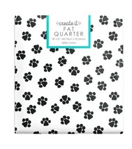 Create It Animal Paws Fat Quarter, 18 x 21 inches, White With Black Paws - £3.53 GBP