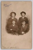 RPPC Four Young Men Hats And Suits Studio Photo Postcard G31 - $6.95