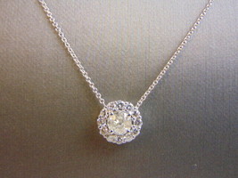 Womens 14K White Gold &amp; Diamond Necklace Pendant 3.6g E750 - £2,532.35 GBP