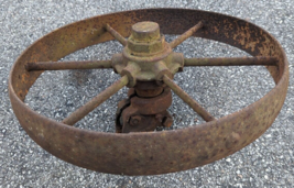 Vintage Cast Iron Wagon Cart Wheel One 16-1/2” Diameter x 2-3/8"  thick image 6