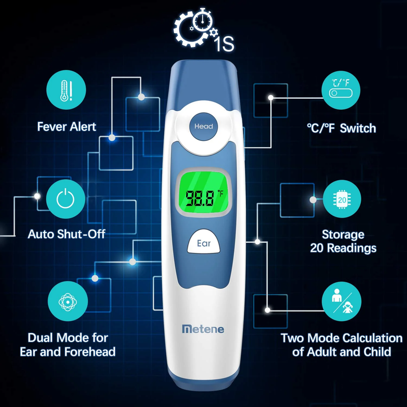 Forehead and Ear Thermometer for Baby, Fast Reading with Fever Alarm & Memories  Item image 6