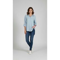 Women Shirt Unbranded Light Blue Collared Adjustable Sleeve Button Up 3XL - $10.78