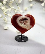 Druzy Carnelian Hand Carved Heart, Stunning Druzy Formation In Center - $42.56