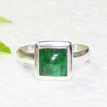 Amazing Natural Indian Emerald Gemstone Ring, Birthstone Ring, 925 Sterling Silv - £22.80 GBP
