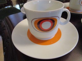 Mitterteich Germany Coffee Set 8 Pcs White And Orange Rare - £96.97 GBP