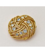 Rhinestone circle brooch gold tone, round crystal pin - $503.72 MXN