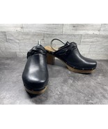 Clarks Artisan Mules Women 8.5M Ledella Meg Shoes Black Leather Block Heel - $38.64 CAD