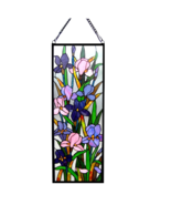 Hand crafted  Stained Glass Tiffany-style, iris floral design widow pane... - $286.98