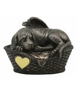 Angel Labrador Dog Sleeping In Wicker Basket Cremation Urn Pet Memorial ... - $60.99