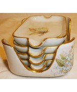 VINTAGE HAND PAINTED &amp; SIGNED INDIVIDUAL PORCELAIN NESTED 4 ASHTRAY SET ... - $24.00
